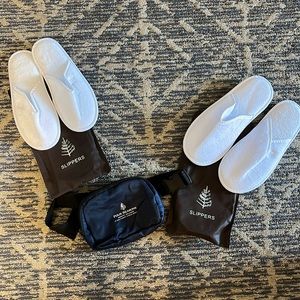 Four Seasons slippers and belt bag